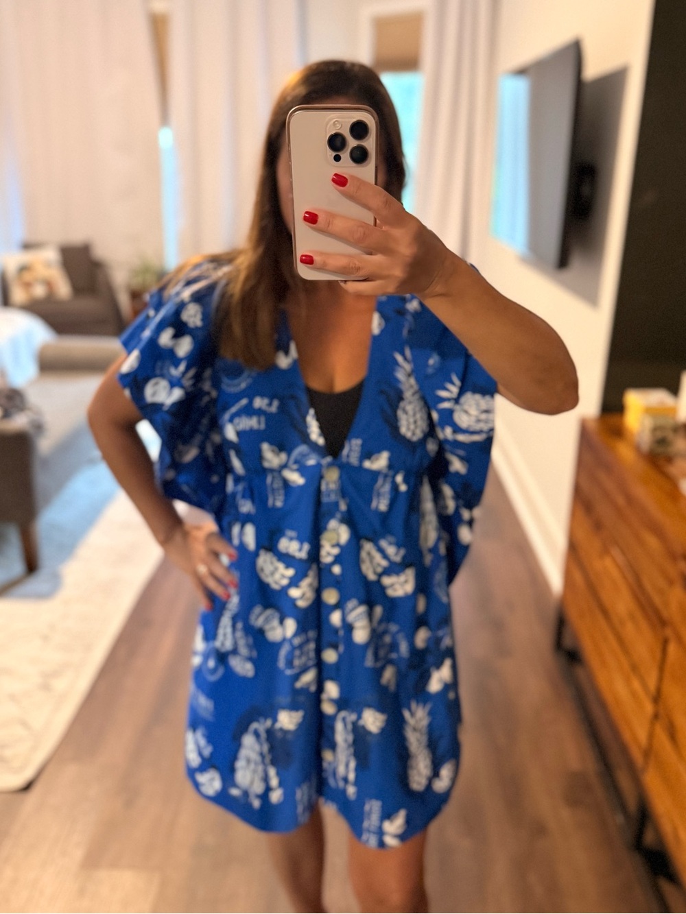 FARM Rio Blue White Tropical Mini Dress - Picture 2 of 8